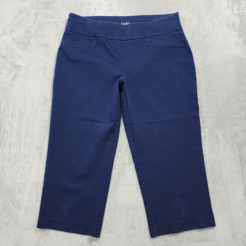 Croft & Barrow Pants Womens 8 Blue Pull On Effortless Stretch Capri Crop Casual
